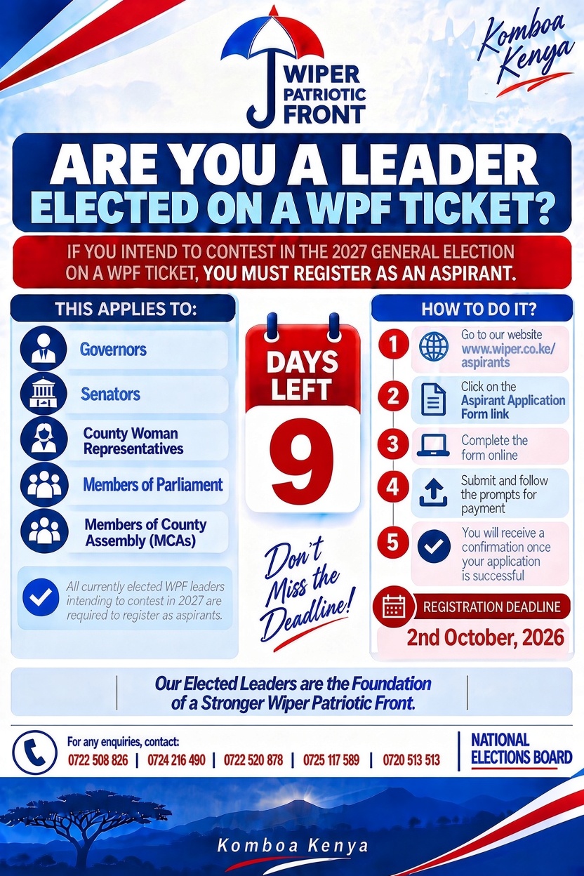 NOTICE TO ALL LEADERS ELECTED ON A WPF TICKET !!!